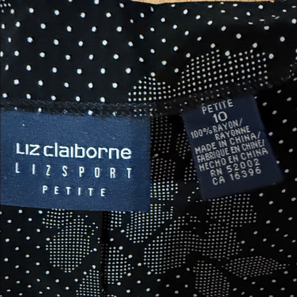 •LIZ CLAIBORNE•BLACK & GRAY FLORAL & MICRO POLKADOT MIDI SKIRT SIZE 10 PETITE - Picture 7 of 8
